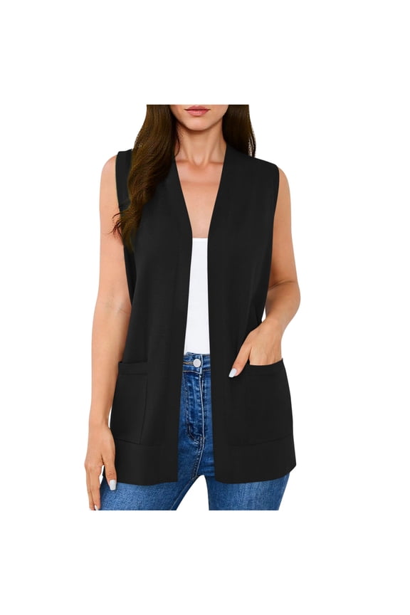 Womens Cardigans Lightweight Casual Soft Sleeveless Vests Dressy Casual Open Front Cardigan with Pockets
