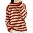 thumbnail image 1 of Diufon Women's Oversized Sweaters Fall Winter Warm Striped Long Sleeve Crewneck Knitwear Casual Loose Pullovers, 1 of 3