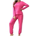 thumbnail image 1 of Diufon Women's Pajama Sets Soft Loose Long Sleeve Crewneck Tops and Cropped Pants Casual Home Sleepwear Outfit, 1 of 7