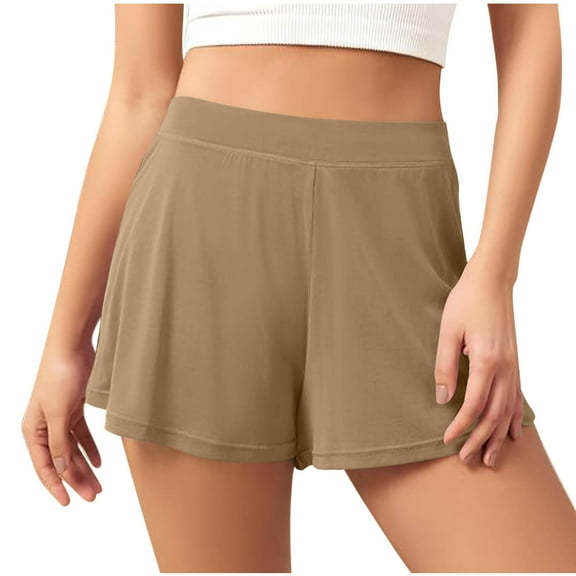 Diufon Women's Pajama Shorts Summer Elastic High Waist Wide Leg Loose Sleepwear Bottoms Casual Home Shorts