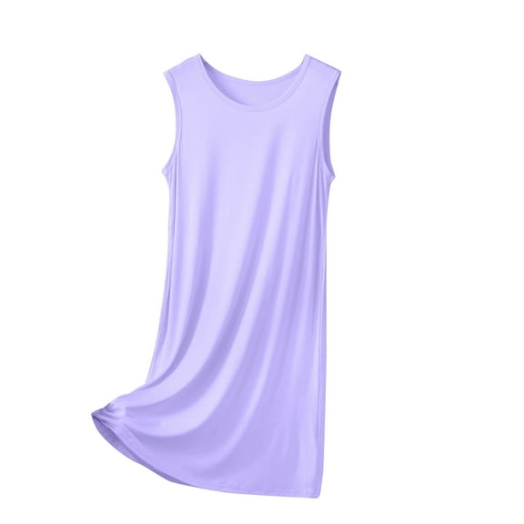 Diufon Women's Pajamas Dress Summer Thin Breathable Sleeveless Crewneck Nightgowns Casual Loose Home Sleepwear