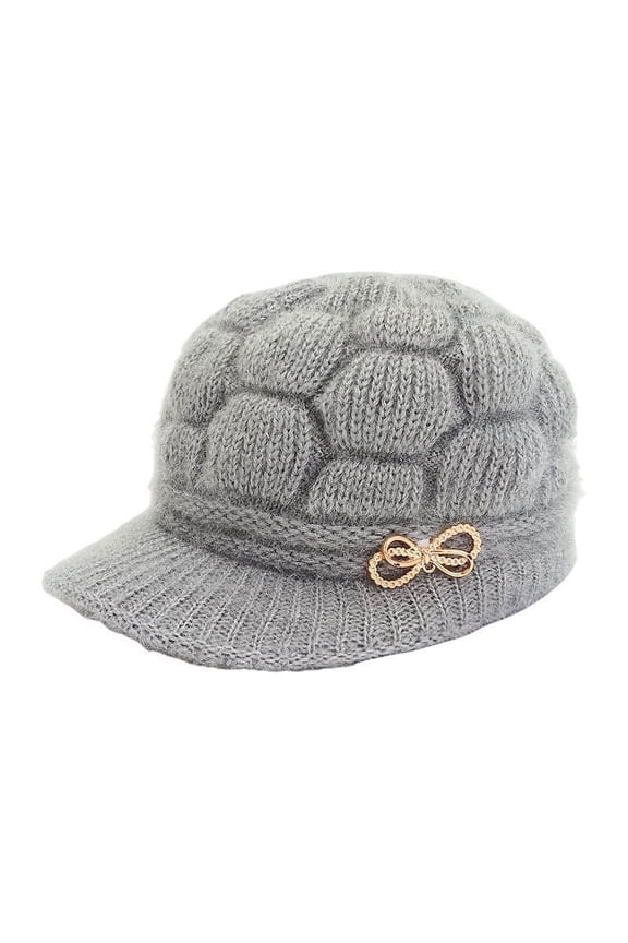 Women's Pattern Knitted Hat Winter Fleece Wide Brim Classic Hats Trendy Solid Color Windproof Bucket Cap