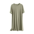 thumbnail image 1 of Diufon Women's Plus Size Nightdress Casual Short Sleeve Crew Neck Nightgown Comfy Loose Solid Color Pajama Dress, 1 of 5