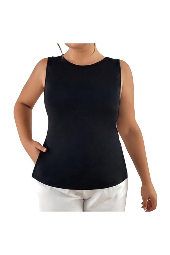 Women's Plus Size Tank Tops Summer Casual Sleeveless Backless Basic Tops Fashion Business Blouse