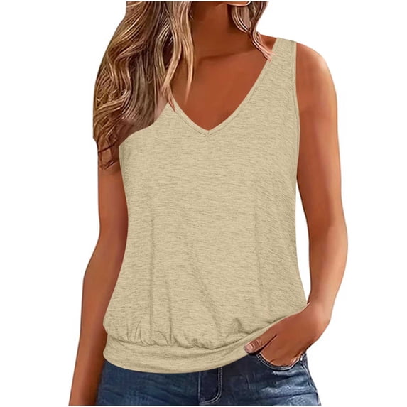Diufon Women's Plus Size Vest V Neck Sleeveless Tank Tops Summer Casual Solid Color Blouses