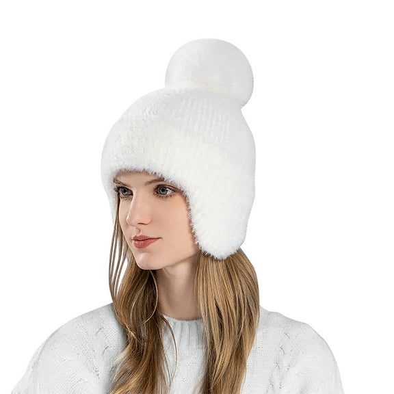 Diufon Women's Plush Warm Hat Ladies Winter Windproof Knitted Wool Hats Fleece Lined Outdoor Ski Cap