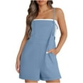 thumbnail image 1 of Diufon Women's Short Playsuit Sleeveless Adjustable Spaghetti Strap Rompers Pockets Solid Color Jumpsuit, 1 of 7
