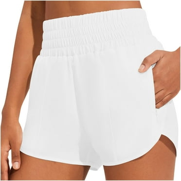 Diufon Women's Shorts Ealstic High Waist Running Workout Gym Yoga Shorts Solid Color Shorts with Pockets
