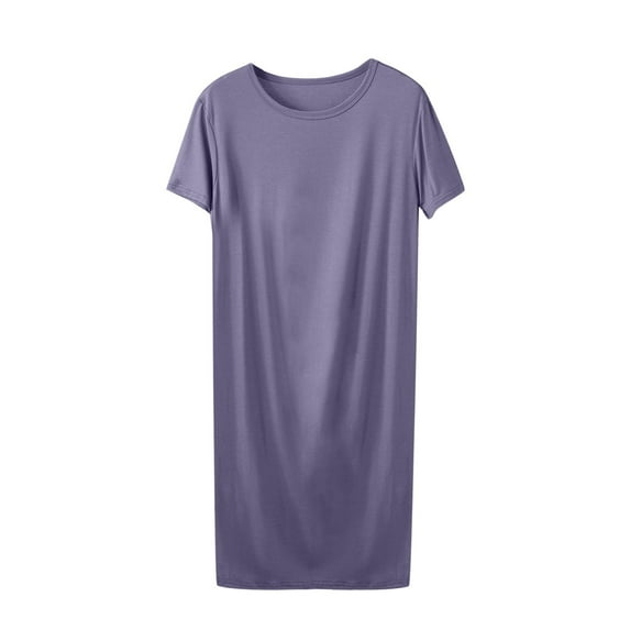 Diufon Women's Soft Pajamas Dress Summer Thin Short Sleeve Crewneck Nightgowns Casual Plus Size Sleepwear