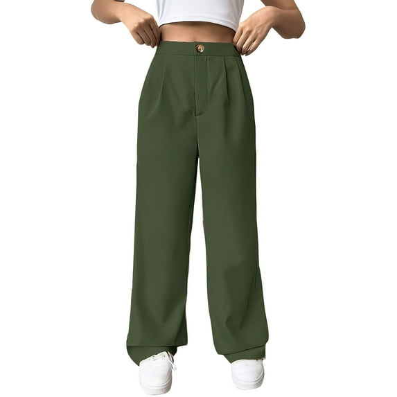 Diufon Women's Suit Pants High Waisted Wide Leg Loose Dressy Trousers Trendy Versatile Office Work Pant