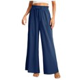 thumbnail image 1 of Diufon Women's Summer Casual Pants Wide Leg Loose Elastic High Waisted Drawstring Dress Pant with Pockets, 1 of 5