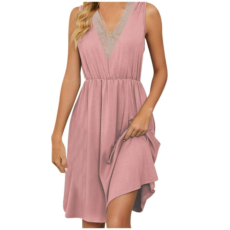 Fashion Casual Solid Patchwork V Neck A Line Dresses(3 colors) Fashion Casual Solid Patchwork V Neck A Line Dresses(3 colors)