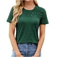 thumbnail image 1 of Diufon Women's Summer Tops 2025 Trendy Short Sleeve Shirts Smocked Crewneck Tee Casual Loose Work Blouses, 1 of 8