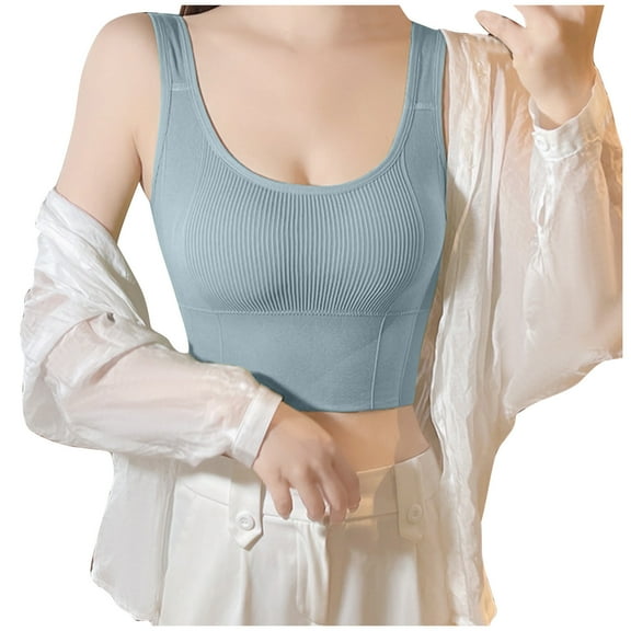 Diufon Women's Tank Top with Built in Bra Basic Camisole Wide Strap Shirt Bra Wrapped Chest Sport Crop Tops