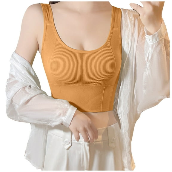 Diufon Women's Tank Top with Built in Bra Basic Camisole Wide Strap Shirt Bra Wrapped Chest Sport Crop Tops