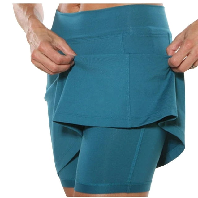 Diufon Women's Tennis Skirt Shorts Stretch Mid Waist Yoga Short Trouser Solid Color Lightweight Gym Pant (X-Large, Green)