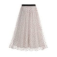 thumbnail image 1 of Diufon Women's Tulle Skirts Elastic High Waist Pleated Midi Skirt Polka Dot Mesh Flowy A-Line Party Long Skirts, 1 of 9