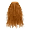 thumbnail image 1 of Diufon Women's Tulle Skirts High Low Layered Midi Length Irregular Skirts Trendy Elastic Waist A-Line Skirt, 1 of 2