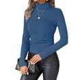 thumbnail image 1 of Diufon Women's Turtleneck Shirts Slim Stretchy Long Sleeve Tops Ribbed Knit Basic Blouse Fall Winter Warm Top, 1 of 10