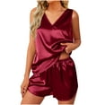 thumbnail image 1 of Diufon Women's Two Piece Homewear V Neck Sleeveless Tank Tops Elastic Waist Pajama Shorts Solid Color Suits, 1 of 7