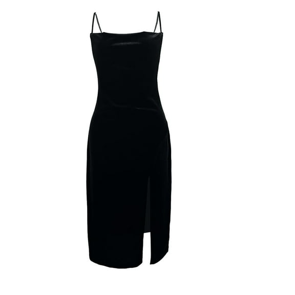 Diufon Women's Velvet Dresses Elegant Spaghetti Straps Prom Party Gowns Backless Slit Bridesmaid Dresses