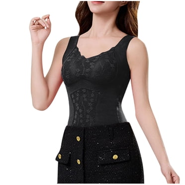 Diufon Women's Warm Bottom Tops Fall Winter Sleeveless V Neck Pullover Blouse Underwear Top with Bra Pad