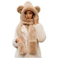 thumbnail image 1 of Diufon Women's Warm Hat Scarf Gloves Set Winter Plush Thickened Cute Hats Windproof Outdoor Ski 3-in-1 Cap, 1 of 7