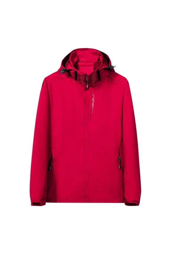 Women's Waterproof Jacket Fall Winter Solid Color Zip up Outwear Comfy Hooded Coats Windbreaker