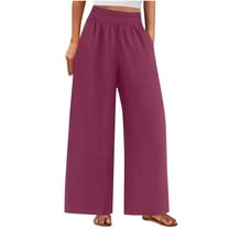 Diufon Women's Wide Leg Pants Casual High Waist Loose Trousers Solid Color Business Pants with Pockets