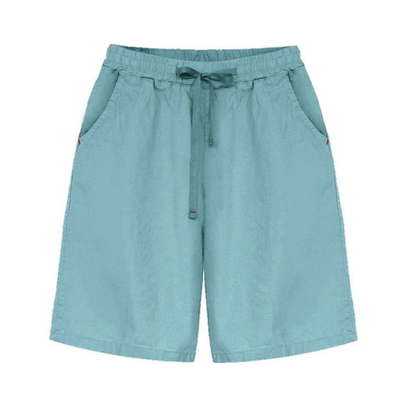 Diufon Women's Wide Leg Shorts Drawstring Elastic High Waist Pants with Pocket Solid Color Work Shorts