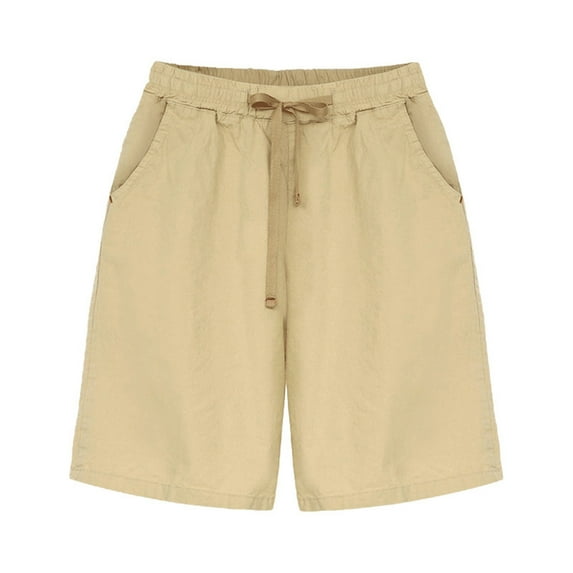 Diufon Women's Wide Leg Shorts Drawstring Elastic High Waist Pants with Pocket Solid Color Work Shorts