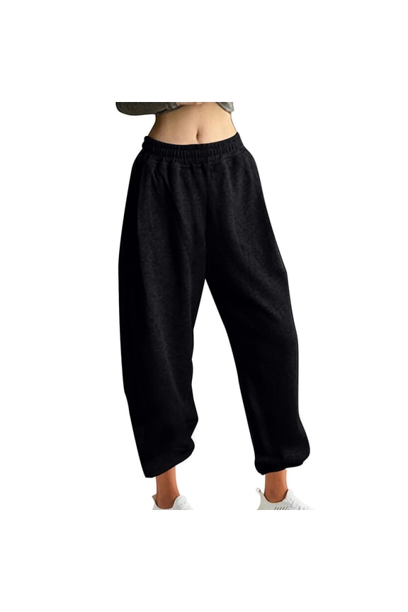 Women's Wide Leg Sweatpants Elastic High Waisted Baggy Pants Oversized Plush Athletic Joggers Pants