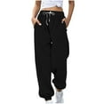 thumbnail image 1 of Diufon Women's Wide Leg Sweatpants High Waisted Drawstring Baggy Pants Athletic Joggers Trousers with Pockets, 1 of 7