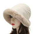 thumbnail image 1 of Diufon Women's Winter Bucket Hat Thickened Fleece Warm Lined Outdoor Windproof Hats Trendy Plush Brim Cap, 1 of 2