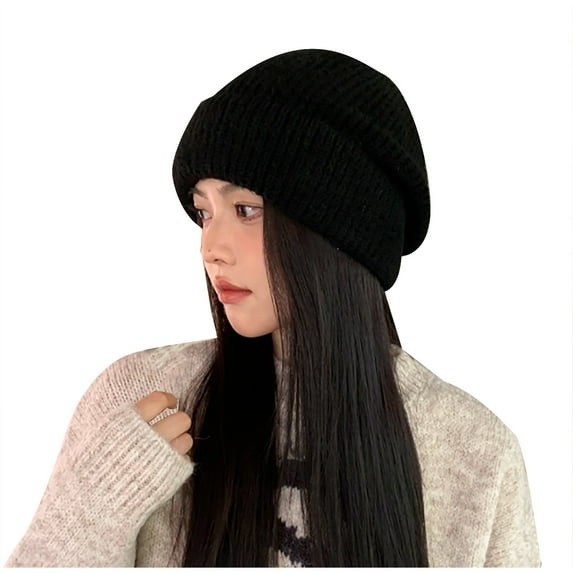 Diufon Women's Winter Knitted Hat Fleece Thickened Warm Windproof Hats Solid Color Outdoor Ski Cap
