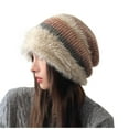 thumbnail image 1 of Diufon Women's Winter Knitted Hat Striped Fleece Thickened Warm Windproof Hats Ladies Plush Outdoor Ski Cap, 1 of 7