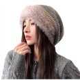 thumbnail image 1 of Diufon Women's Winter Knitted Hat Striped Fleece Thickened Warm Windproof Hats Ladies Plush Outdoor Ski Cap, 1 of 7