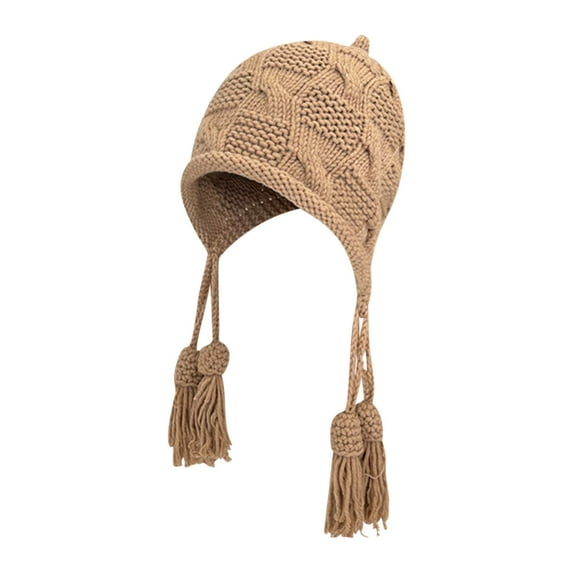 Diufon Women's Winter Knitted Hat Windproof Thickened Woolen Warm Hats Ladies Trendy Vintage Outdoor Ski Cap