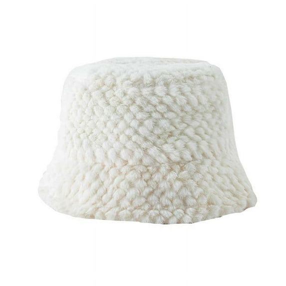 Diufon Women's Winter Plush Bucket Hat Thickened Warm Solid Color Hats Cute Fleece Lined Outdoor Windproof Caps