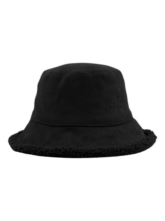 Women's Winter Warm Bucket Hat Fleece Thickened Solid Color Wool Hats Outdoor Fisherman Cap