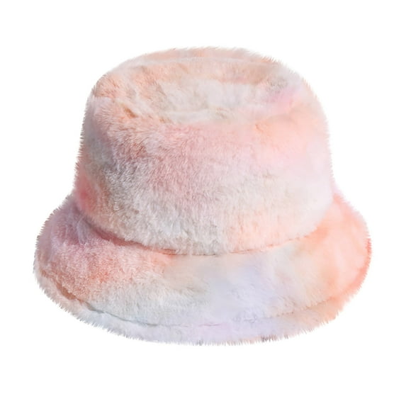 Diufon Women's Winter Warm Bucket Hat Ladies Plush Thickened Colorful Wool Hats Outdoor Fisherman Cap