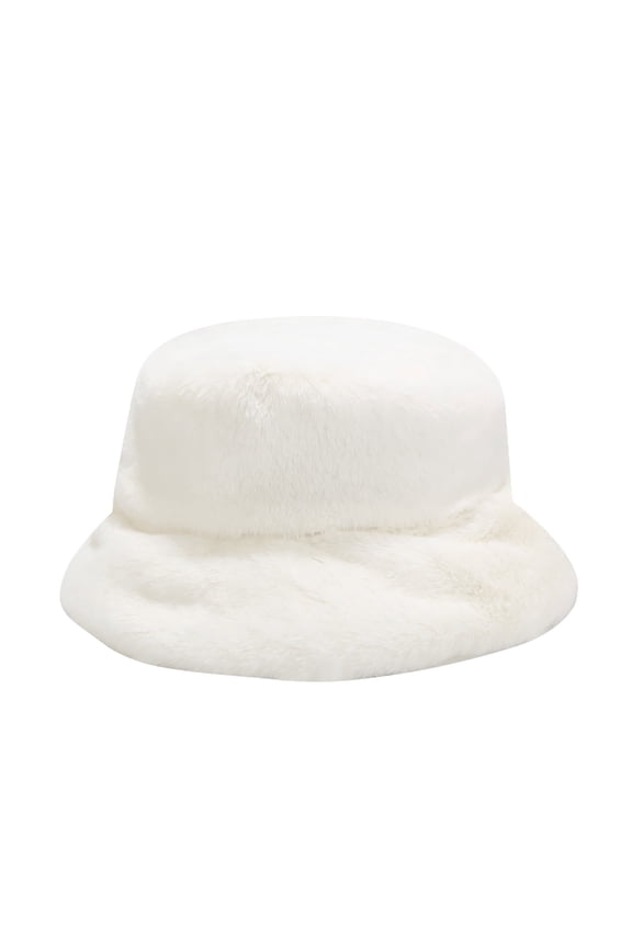 Women's Winter Warm Bucket Hat Ladies Plush Windproof Solid Color Wool Hats Outdoor Fisherman Hats