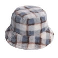 thumbnail image 1 of Diufon Women's Winter Warm Bucket Hat Plush Thickened Warm Plaid Hats Fleece Lined Outdoor Windproof Cap, 1 of 3