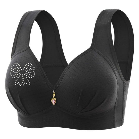 Diufon Women's Wireless Comfortable Bra Everyday Wide Strap Full Coverage Bras Polka Dot Printed Push Up Bra