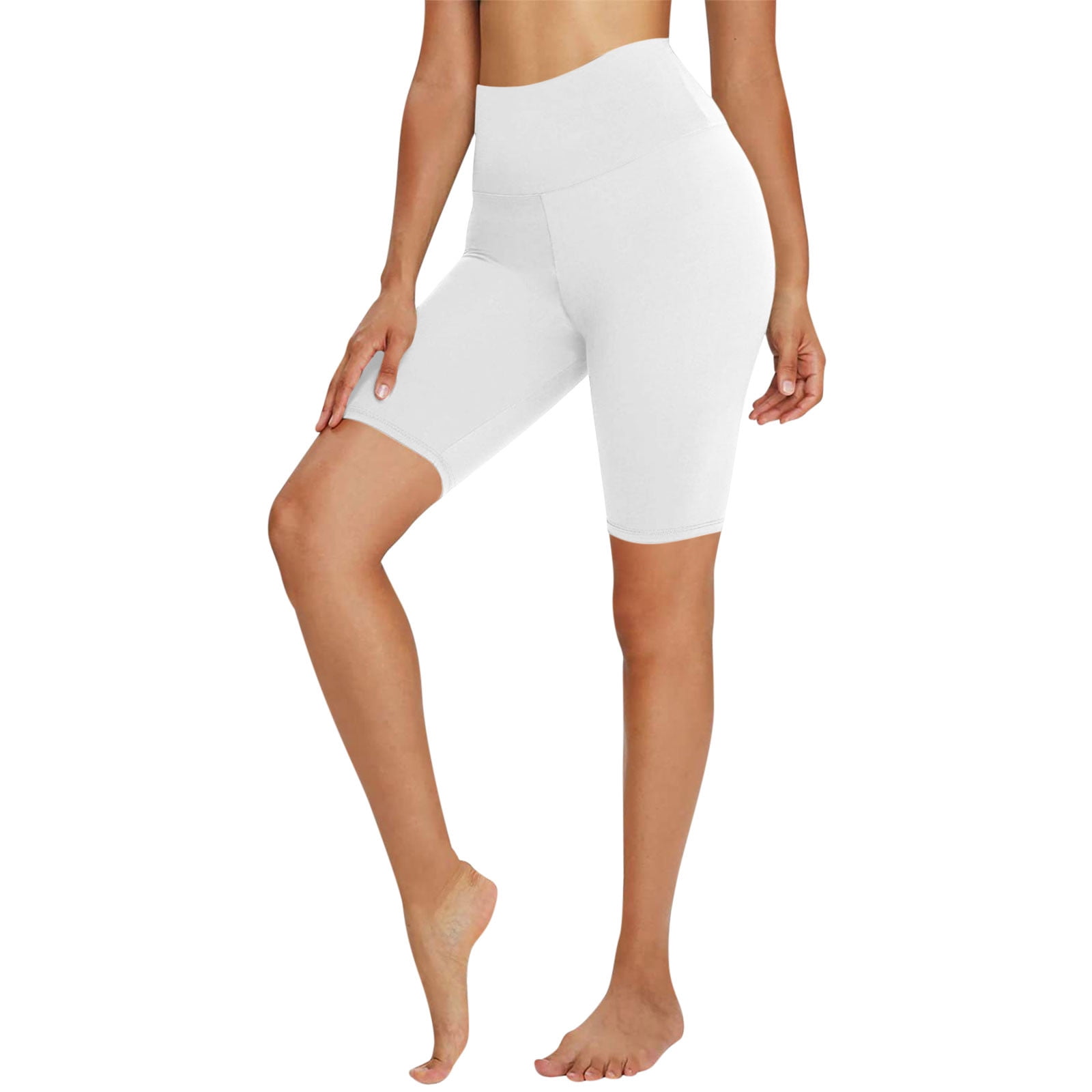 BAIKUTOUAN Women's High Waist Printed Yoga Shorts - Biker Workout Running Pants With Pockets (Knee Length)