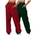 thumbnail image 1 of Diufon Womens 2pc Sweatpants Casual Solid Color Lounge Pants Elastic High Waist Pants with Pockets, 1 of 1