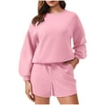 thumbnail image 1 of Diufon Womens 2pc Sweatsuits Long Sleeve Pullover Tops Casual Shorts Tracksuits with Pockets, 1 of 7