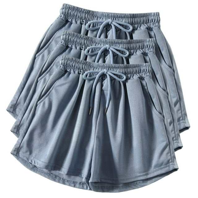 Diufon Womens 3PCS Jogger Shorts Elastic Waist Drawstring Yoga Shorts Solid Color Shorts with Pockets