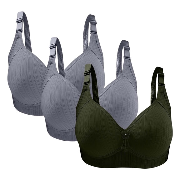 Diufon Womens 3pc Push up Bras Solid Color Underwireless Soft Bras Full Coverage Comfy Bras