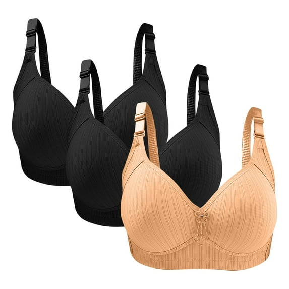 Diufon Womens 3pc Underwireless Bras Solid Color Soft Bras Full Coverage Push up Comfy Bras